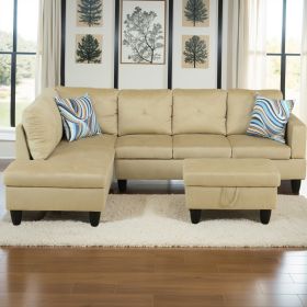 Modern Flannel Sectional Couch with Ottoman-Stylish,L-Shaped Design for Living Room-Large 3-Piece Sofa Set for Home or Office-Durable Flannel Material