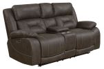 Aria - Dual Power Loveseat With Console - Brown