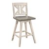 Pub Height Chairs Set of 2, Distressed Gray and White 360-degree Swivel Chair Solid Rubberwood Furniture, Divided X-Back Bar Chairs