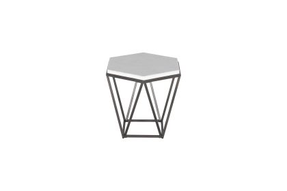 Corvus - End Table With Marble Top Hexagon - White