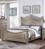 Formal Traditional Antique Silver 1pc California King Size Bed Unique Design Headboard Footboard Bedframe