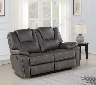 Katrine - Charcoal PU Manual Loveseat - Black