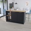 Kitchen Island Padua, Kitchen, Black / Macadamia