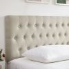 Tufted Upholstered Queen Size Bed Headboard in Modern Button Design, Adjustable Solid Wood Head Board, Premium Linen Fabric Padded Headboards in Bedro