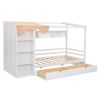 Twin size House Bed with Two Drawers and Wardrobe,White