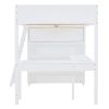 Full Size Loft Bed with Desk and Shelf - White