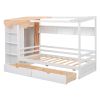 Twin size House Bed with Two Drawers and Wardrobe,White