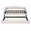 Upholstered Daybed Sofa Bed Twin Size With Trundle Bed and Wood Slat ,Beige