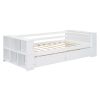 Twin Size Daybed with Shelves and Drawers, White