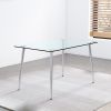 Glass dining table, dining chair set, 4 grey dining chairs, and 1 dining table. Table size 51 "W x 31.5" D x 30 "H