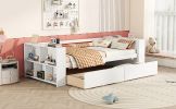 Twin Size Daybed with Shelves and Drawers, White