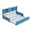 Metal Twin Size Daybed with Twin Size Trundle, Storage Shelves and USB Ports, Blue