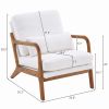 Oak Armrest Oak Upholstered Teddy Velvet Single Lounge Chair Indoor Lounge Chair Off-White