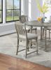 Classic Light Grey Plush Upholstered Cushion Chairs Set of 2pc High Dining Chair Open Slats Back Design