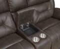 Aria - Dual Power Loveseat With Console - Brown