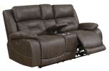 Aria - Dual Power Loveseat With Console - Brown