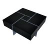 ON-TREND Unique Design Coffee Table with 4 Hidden Storage Compartments, Square Cocktail Table with Extendable Sliding Tabletop, UV High-gloss Design C