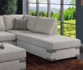 Living Room Furniture Mushroom Chenille Sectional w Ottoman Linen Like Fabric Sofa Reversible L/R Chaise Ottoman 3pc Sectional Sofa