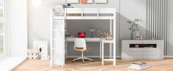 Full Size Loft Bed with Desk and Shelf - White