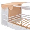 Full size House Bed with Two Drawers and Wardrobe,White