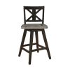 Counter Height Chairs Set of 2, Black X-Back 360-degree Swivel Chair Solid Rubberwood Kitchen Dining Furniture