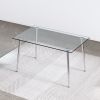 Glass dining table, dining chair set, 4 grey dining chairs, and 1 dining table. Table size 51 "W x 31.5" D x 30 "H