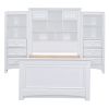 Twin Size Wood Platformbed with Vertical All-in-One Cabinet and 4 Drawers on each side, White