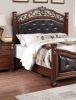 Formal Traditional Dark Cherry 1pc Queen Size Bed Tufted Faux Leather Headboard Footboard Bedframe