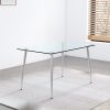 Glass dining table, dining chair set, 4 grey dining chairs, and 1 dining table. Table size 51 "W x 31.5" D x 30 "H