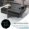 ON-TREND Unique Design Coffee Table with 4 Hidden Storage Compartments, Square Cocktail Table with Extendable Sliding Tabletop, UV High-gloss Design C