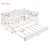 Wooden Full Size DayBed with Twin Size Trundle, DayBed with Storage Shelf and USB Charging Ports,White