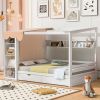 Full size House Bed with Two Drawers and Wardrobe,White