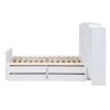 Twin Size Wood Platformbed with Vertical All-in-One Cabinet and 4 Drawers on each side, White