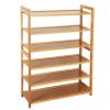 Concise Rectangle 6 Tiers Bamboo Shoe Rack Wood Color