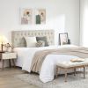 Tufted Upholstered Queen Size Bed Headboard in Modern Button Design, Adjustable Solid Wood Head Board, Premium Linen Fabric Padded Headboards in Bedro