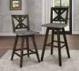 Counter Height Chairs Set of 2, Black X-Back 360-degree Swivel Chair Solid Rubberwood Kitchen Dining Furniture