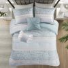 5 Piece Seersucker Comforter Set with Throw Pillows