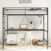 Adam Twin Loft Bunk Black with Cinnamon Wood Desk and Closet Rod