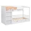 Twin size House Bed with Two Drawers and Wardrobe,White