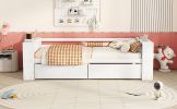 Twin Size Daybed with Shelves and Drawers, White