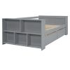 Twin Size Daybed with Shelves and Drawers, Gray