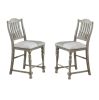 Classic Light Grey Plush Upholstered Cushion Chairs Set of 2pc High Dining Chair Open Slats Back Design