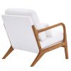 Oak Armrest Oak Upholstered Teddy Velvet Single Lounge Chair Indoor Lounge Chair Off-White