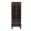 Standing Jewelry Armoire Cabinet Makeup Mirror and Top Divided Storage Organizer, Large Standing Jewelry Armoire Storage Chest with 7 Drawers, 2 Swing