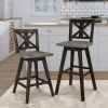 Counter Height Chairs Set of 2, Black X-Back 360-degree Swivel Chair Solid Rubberwood Kitchen Dining Furniture