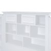 Twin Size Wood Platformbed with Vertical All-in-One Cabinet and 4 Drawers on each side, White