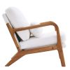 Oak Armrest Oak Upholstered Teddy Velvet Single Lounge Chair Indoor Lounge Chair Off-White