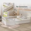 Twin Size Floor bed, integral construction with super high security barrier, door, children's floor bed frame, Montessori wooden children's floor bed,