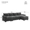 [VIDEO provided][New]118*55" Modern L-shaped Chenille Cloud Sofa with Double Seat Cushions,5-seat Upholstered Indoor Furniture,Sleeper Sofa Couch with