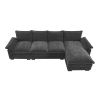 [VIDEO provided][New]118*55" Modern L-shaped Chenille Cloud Sofa with Double Seat Cushions,5-seat Upholstered Indoor Furniture,Sleeper Sofa Couch with